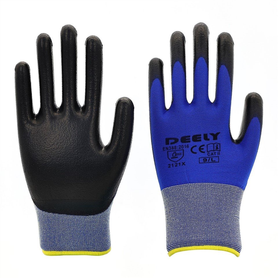 Color Nylon Polyester Nitrile Foam Coated Gloves