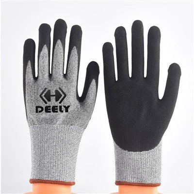 Grey Cut Resistant Level 5 Grey Nitrile Sandy Coated Gloves