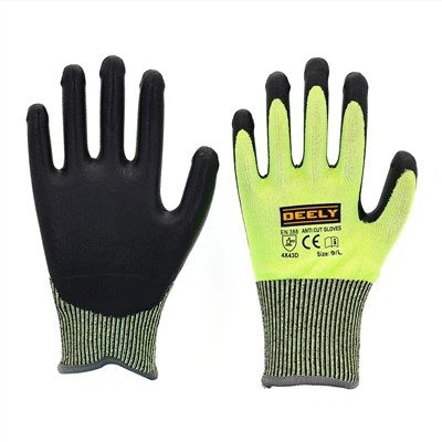 Grey Cut Resistant Level D Grey Nitrile Foam Coated Gloves