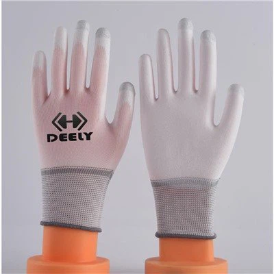 White Polyester PU Palm Coated Gloves